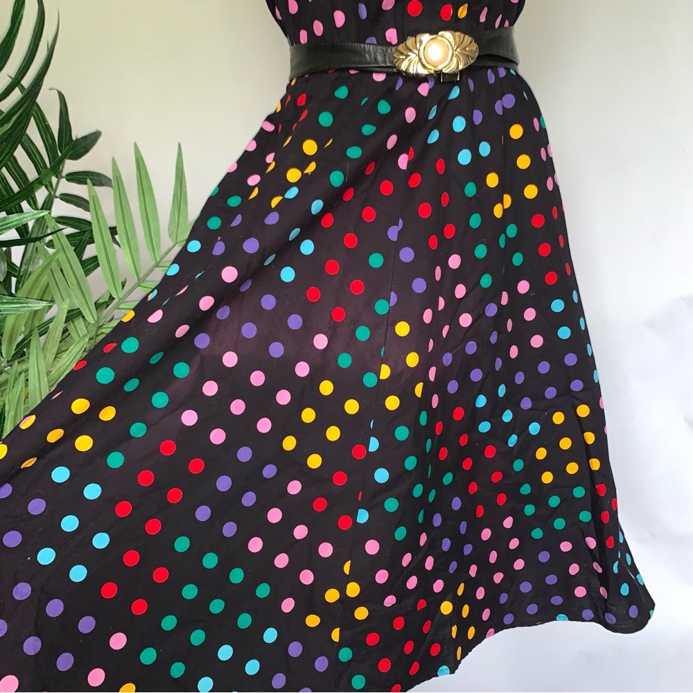 v i n t a g e :: Whimsical Polka Dot Swing Midi Dress - Picture 7 of 12